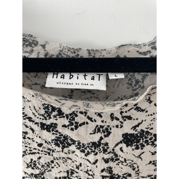 habitat clothing for women large Tunic Geometric Black Beige Button Lagenlook - Picture 6 of 10
